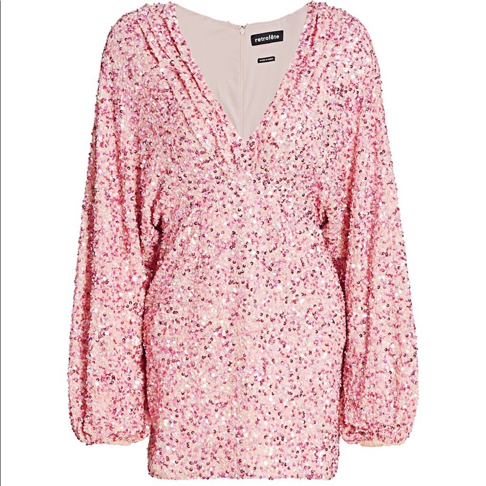 Retrofete Aubrielle Sequin Plunge Dress NWT Size Large